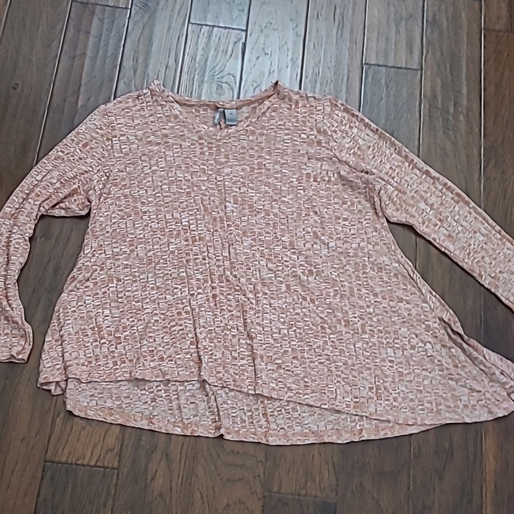 New Directions Rust/Terracotta & Cream Blend Asymmetrical Hem Blouse size 2X